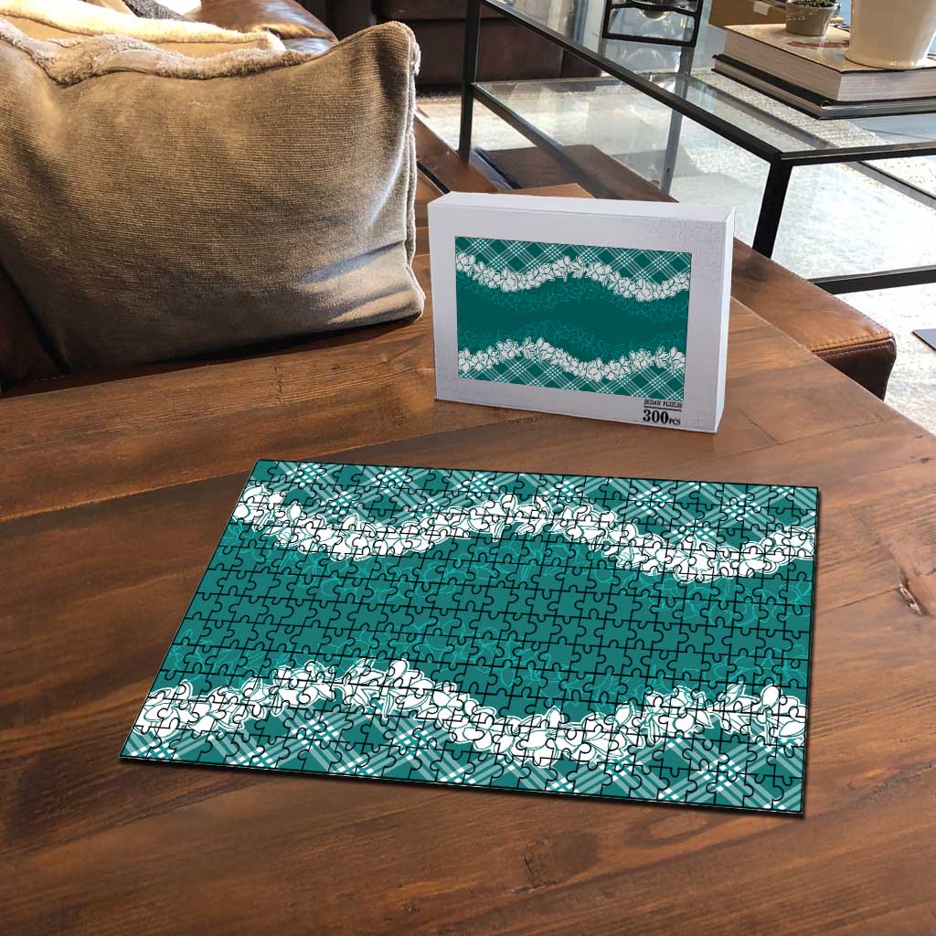 Hawaii Aloha Plumeria Lei Teal Palaka Puzzle - Polynesian Pride