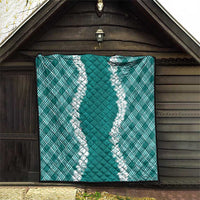 Hawaii Aloha Plumeria Lei Teal Palaka Quilt - Polynesian Pride