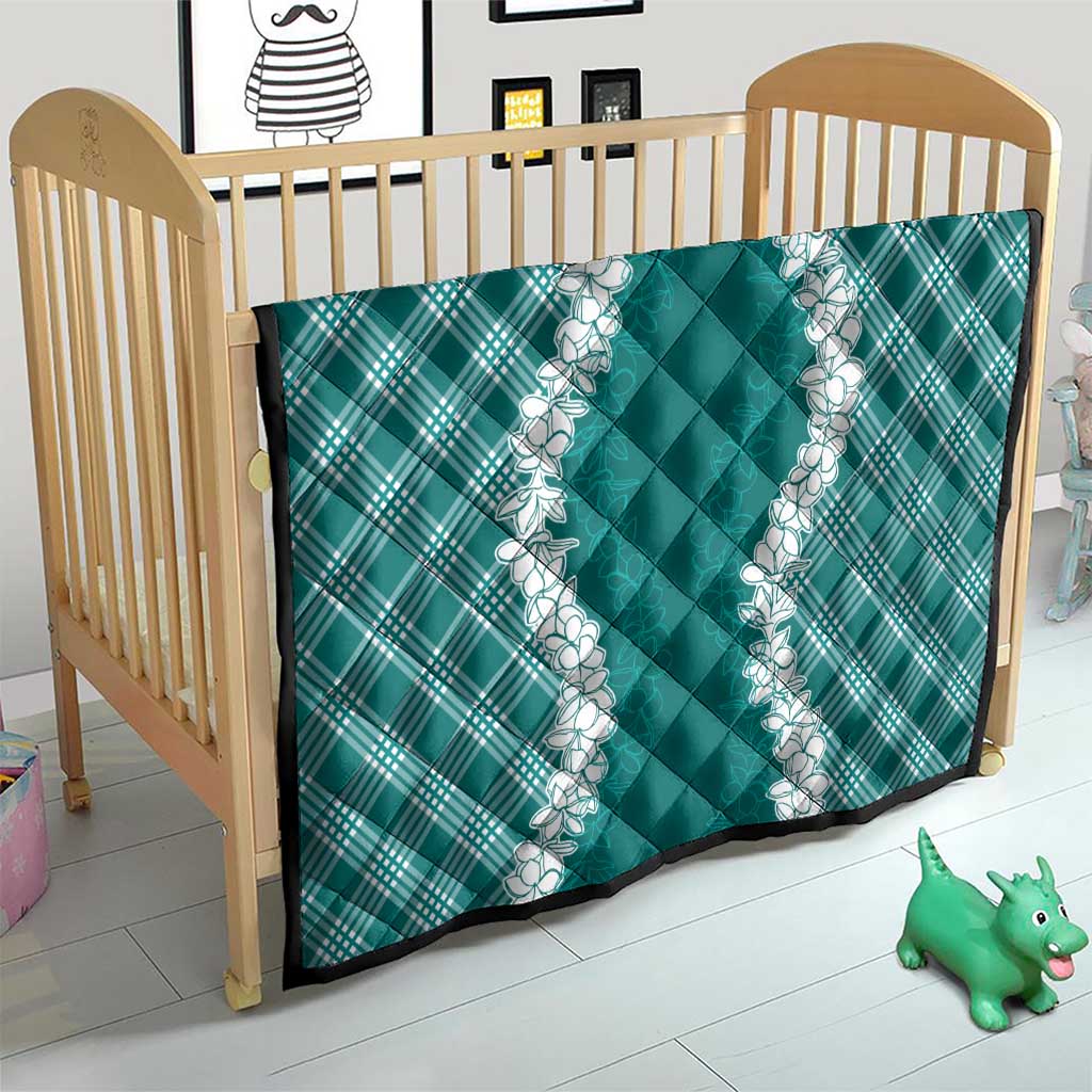 Hawaii Aloha Plumeria Lei Teal Palaka Quilt - Polynesian Pride