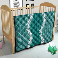 Hawaii Aloha Plumeria Lei Teal Palaka Quilt - Polynesian Pride