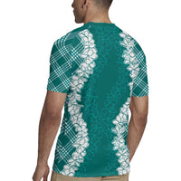 Hawaii Aloha Plumeria Lei Teal Palaka Rugby Jersey - Polynesian Pride