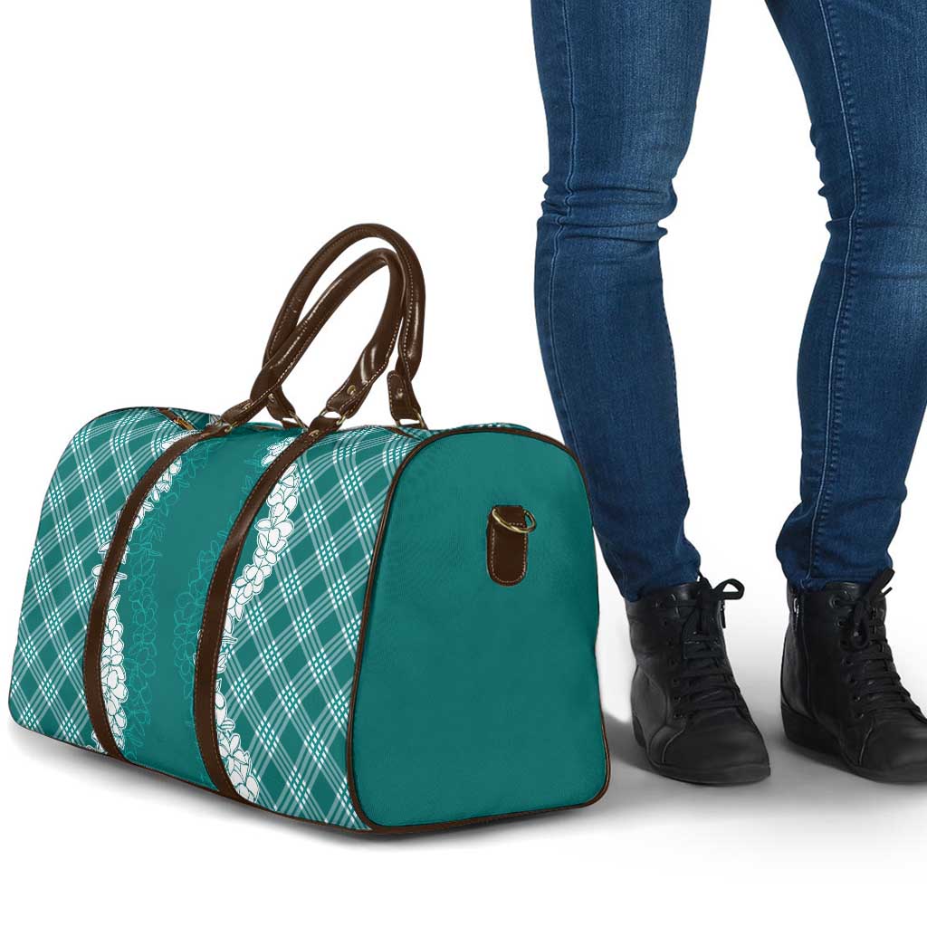 Hawaii Aloha Plumeria Lei Teal Palaka Travel Bag - Polynesian Pride