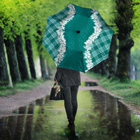 Hawaii Aloha Plumeria Lei Teal Palaka Umbrella - Polynesian Pride