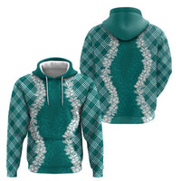Hawaii Aloha Plumeria Lei Teal Palaka Zip Hoodie - Polynesian Pride