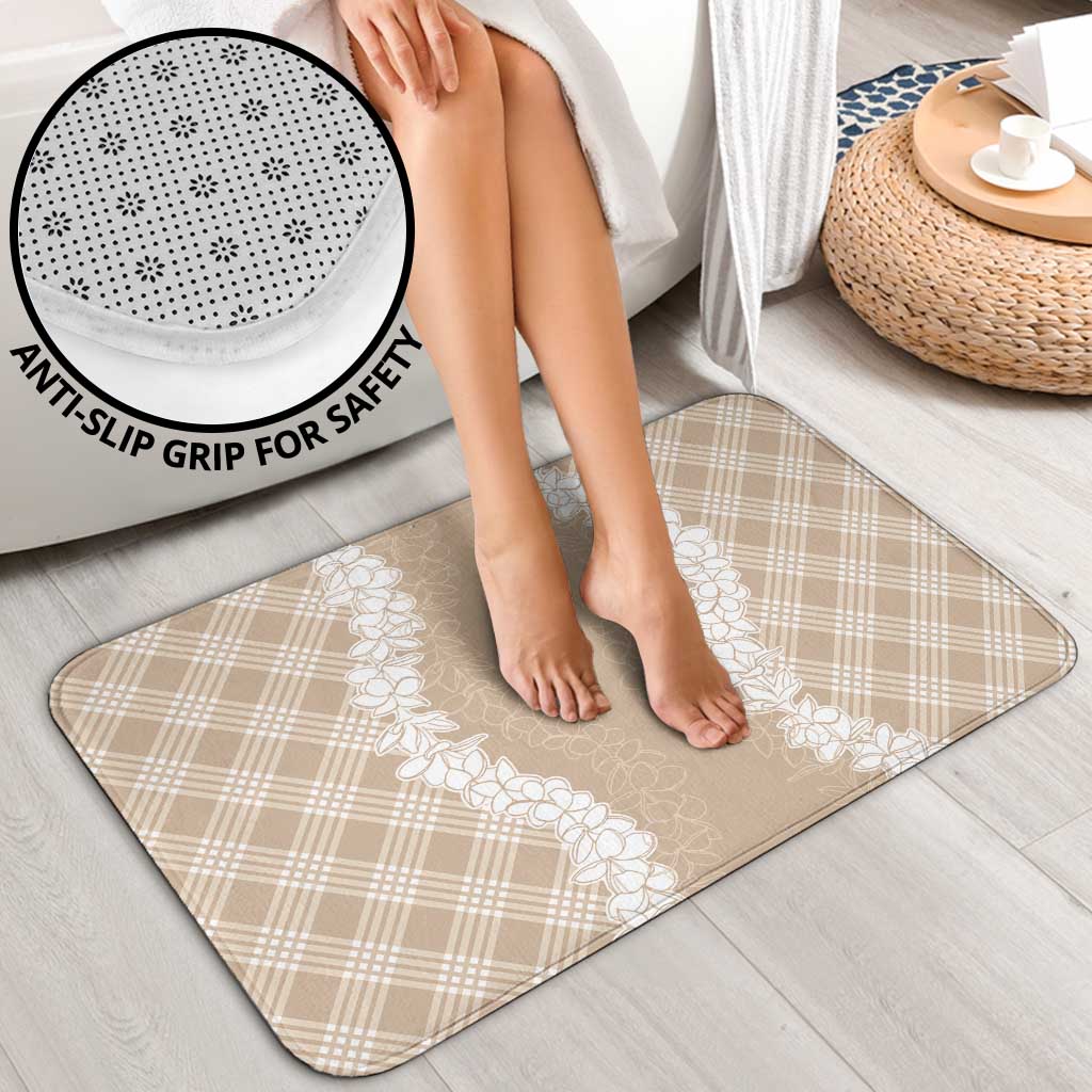 Hawaii Aloha Plumeria Lei Beige Palaka Bathroom Set - Polynesian Pride