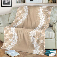 Hawaii Aloha Plumeria Lei Beige Palaka Blanket - Polynesian Pride