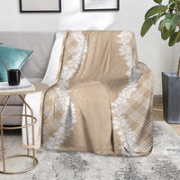 Hawaii Aloha Plumeria Lei Beige Palaka Blanket - Polynesian Pride