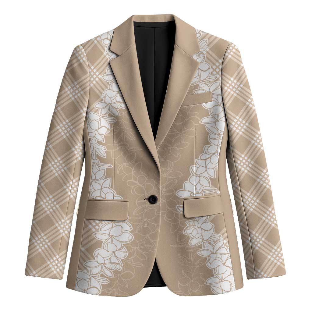 Hawaii Aloha Plumeria Lei Beige Palaka Blazer - Polynesian Pride