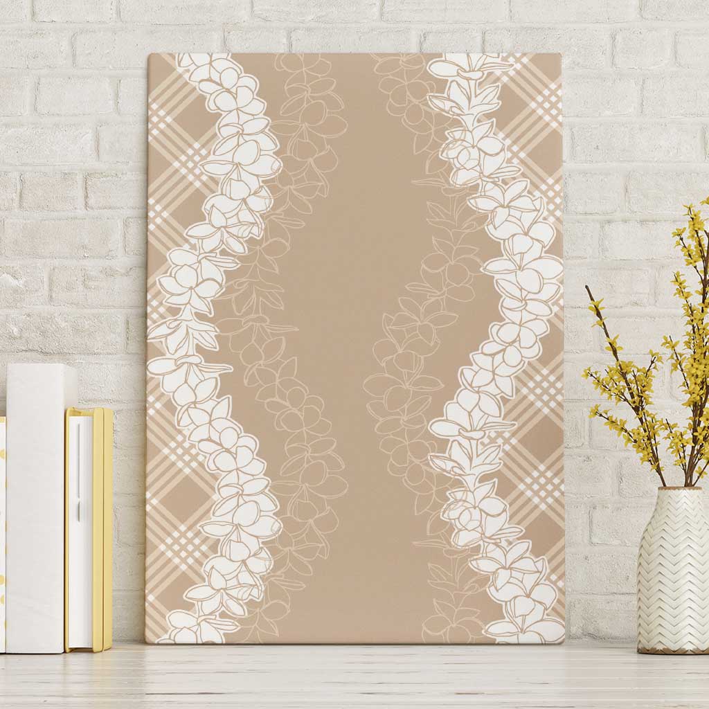 Hawaii Aloha Plumeria Lei Beige Palaka Canvas Wall Art - Polynesian Pride