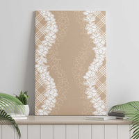 Hawaii Aloha Plumeria Lei Beige Palaka Canvas Wall Art - Polynesian Pride