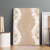 Hawaii Aloha Plumeria Lei Beige Palaka Canvas Wall Art - Polynesian Pride