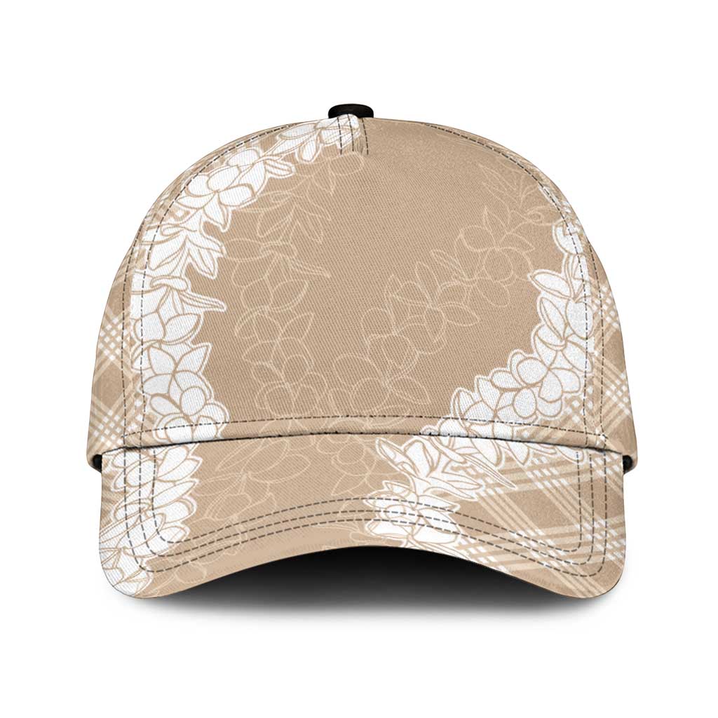 Hawaii Aloha Plumeria Lei Beige Palaka Classic Cap - Polynesian Pride