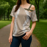 Hawaii Aloha Plumeria Lei Beige Palaka Cross Shoulder Shirt - Polynesian Pride