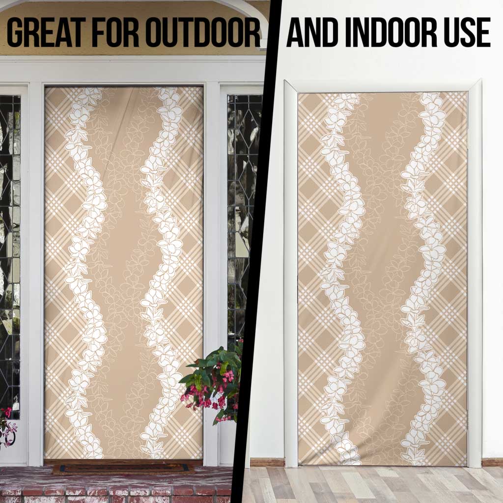 Hawaii Aloha Plumeria Lei Beige Palaka Door Cover - Polynesian Pride