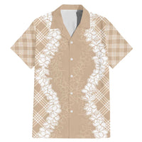 Hawaii Aloha Plumeria Lei Beige Palaka Family Matching Mermaid Dress and Hawaiian Shirt - Polynesian Pride