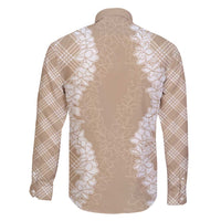 Hawaii Aloha Plumeria Lei Beige Palaka Family Matching Puletasi and Hawaiian Shirt - Polynesian Pride
