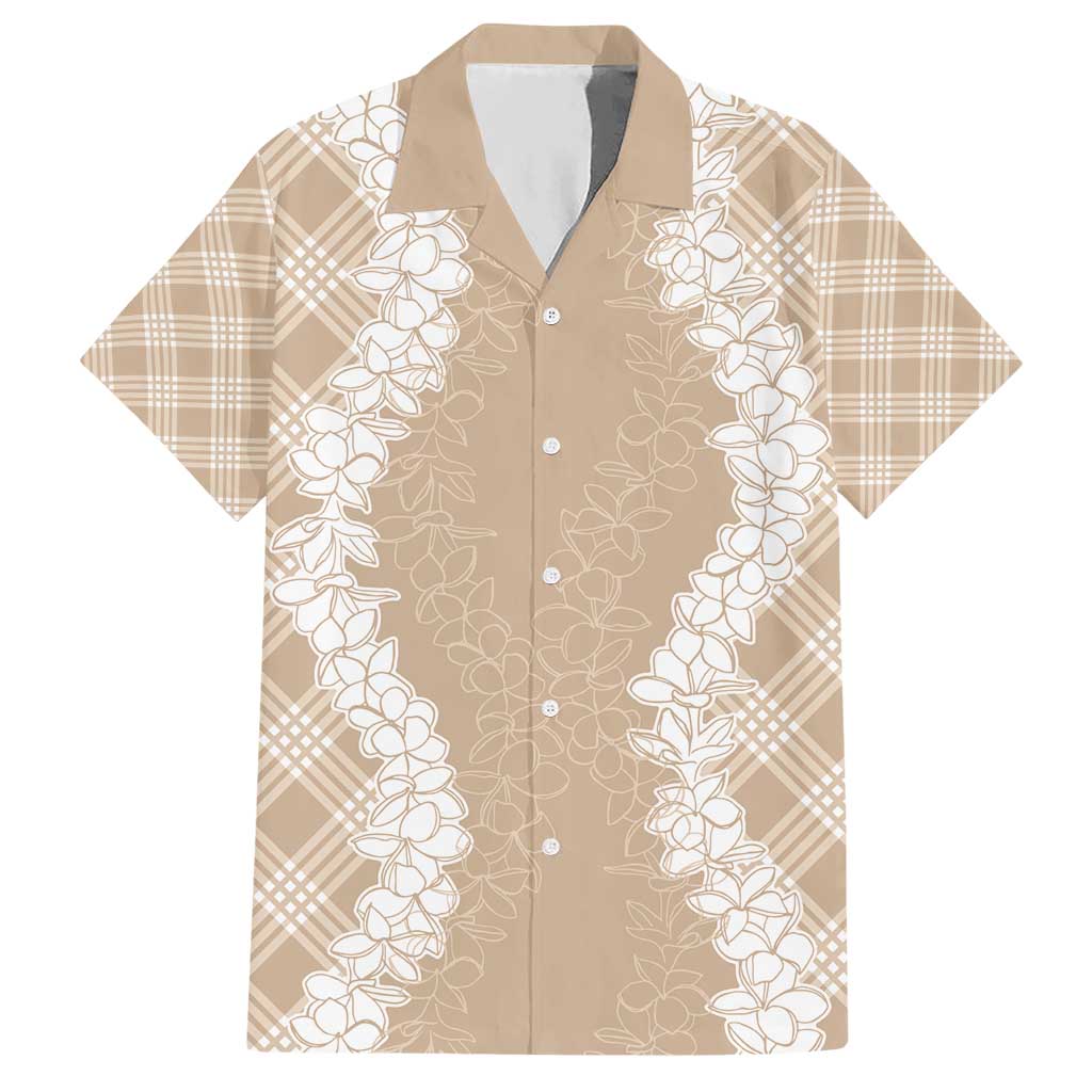 Hawaii Aloha Plumeria Lei Beige Palaka Hawaiian Shirt - Polynesian Pride