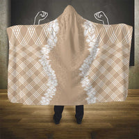 Hawaii Aloha Plumeria Lei Beige Palaka Hooded Blanket - Polynesian Pride
