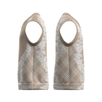 Hawaii Aloha Plumeria Lei Beige Palaka Christmas Knitted V-Neck Vest - Polynesian Pride