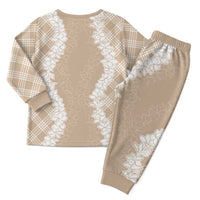 Hawaii Aloha Plumeria Lei Beige Palaka Christmas Pajama Set - Polynesian Pride