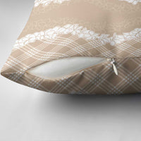 Hawaii Aloha Plumeria Lei Beige Palaka Pillow Cover - Polynesian Pride