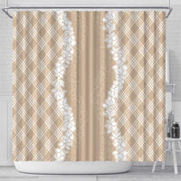 Hawaii Aloha Plumeria Lei Beige Palaka Shower Curtain - Polynesian Pride