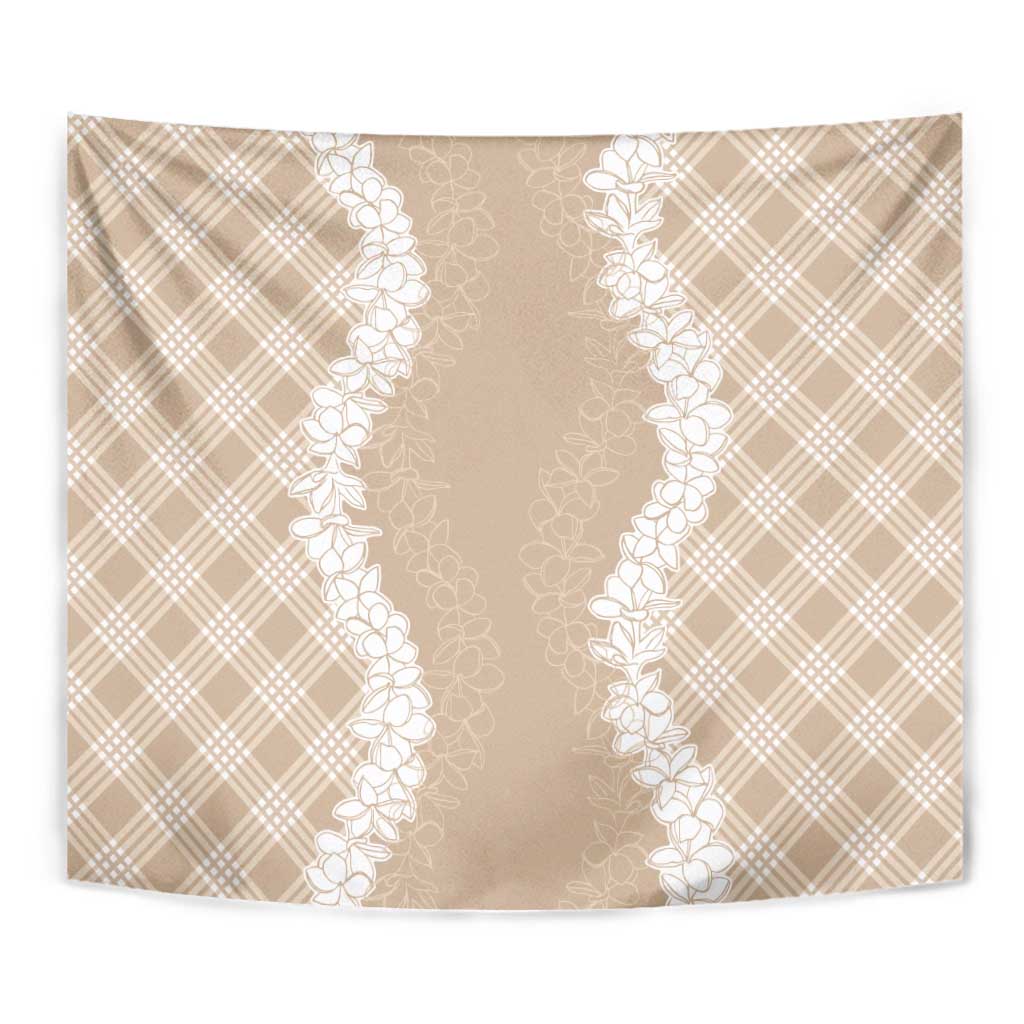 Hawaii Aloha Plumeria Lei Beige Palaka Tapestry - Polynesian Pride