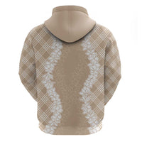 Hawaii Aloha Plumeria Lei Beige Palaka Zip Hoodie - Polynesian Pride