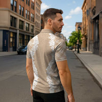 Hawaii Aloha Plumeria Lei Beige Palaka Zipper Polo Shirt - Polynesian Pride