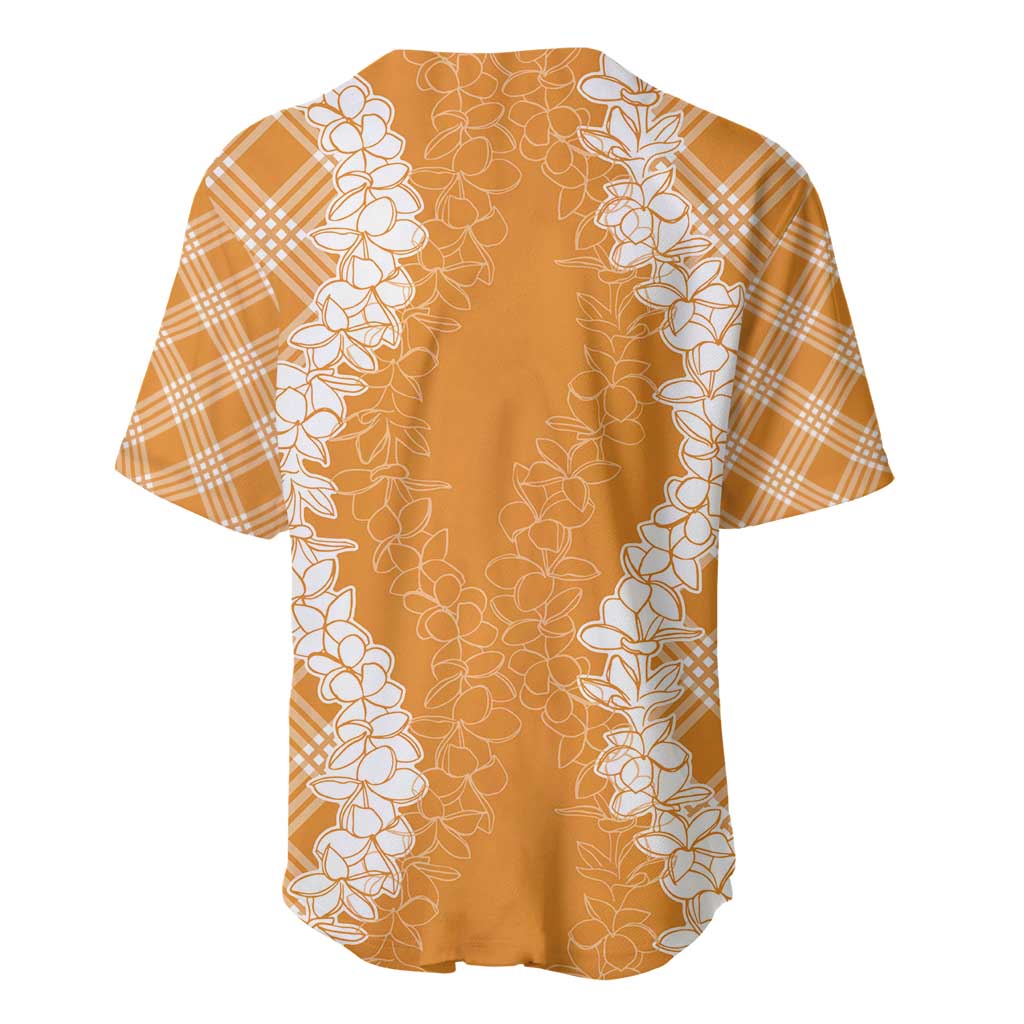 Hawaii Aloha Plumeria Lei Orange Palaka Baseball Jersey - Polynesian Pride