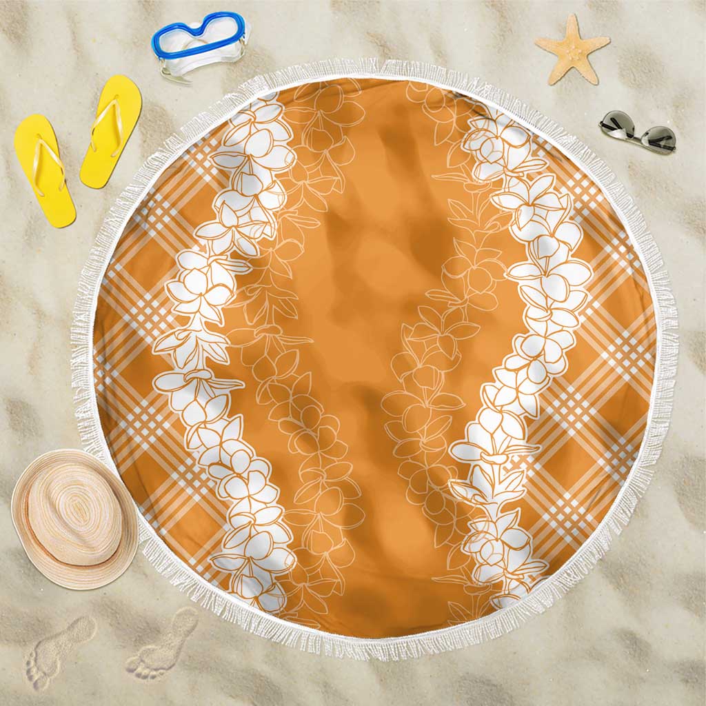 Hawaii Aloha Plumeria Lei Orange Palaka Beach Blanket - Polynesian Pride