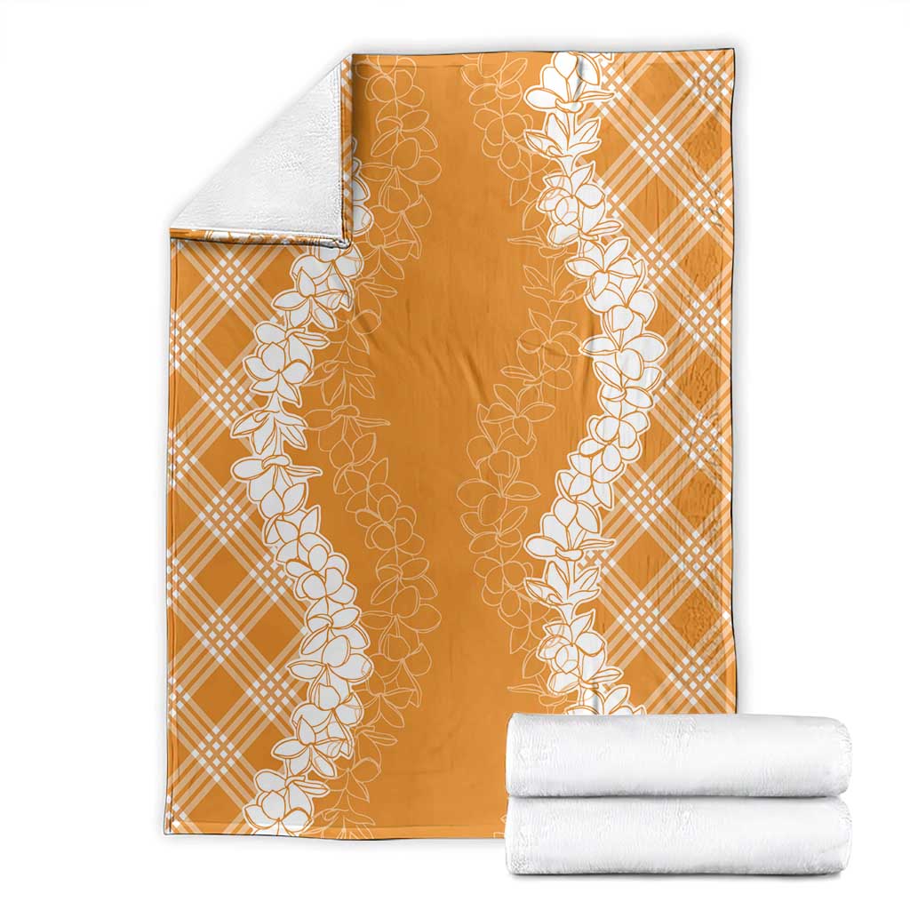 Hawaii Aloha Plumeria Lei Orange Palaka Blanket - Polynesian Pride