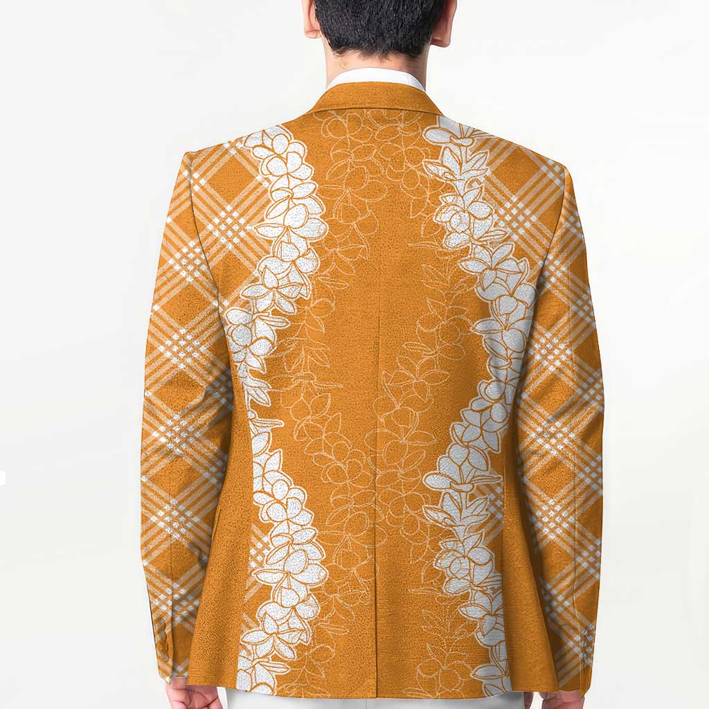 Hawaii Aloha Plumeria Lei Orange Palaka Blazer - Polynesian Pride
