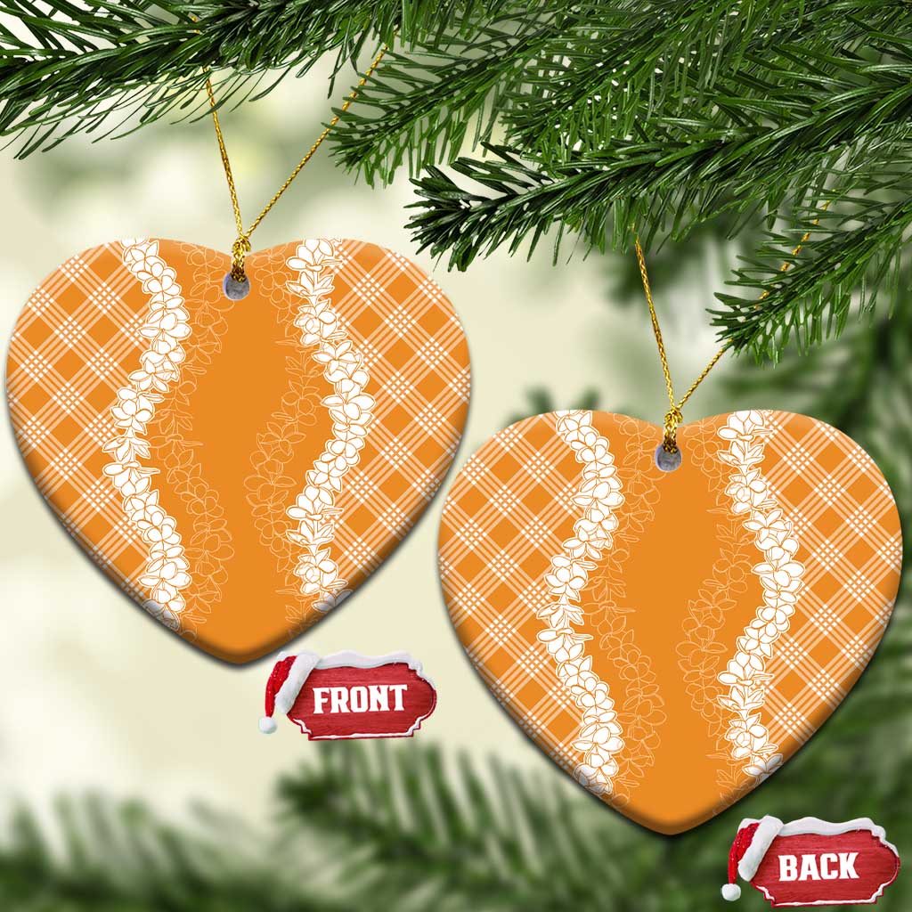 Hawaii Aloha Plumeria Lei Orange Palaka Ceramic Ornament - Polynesian Pride