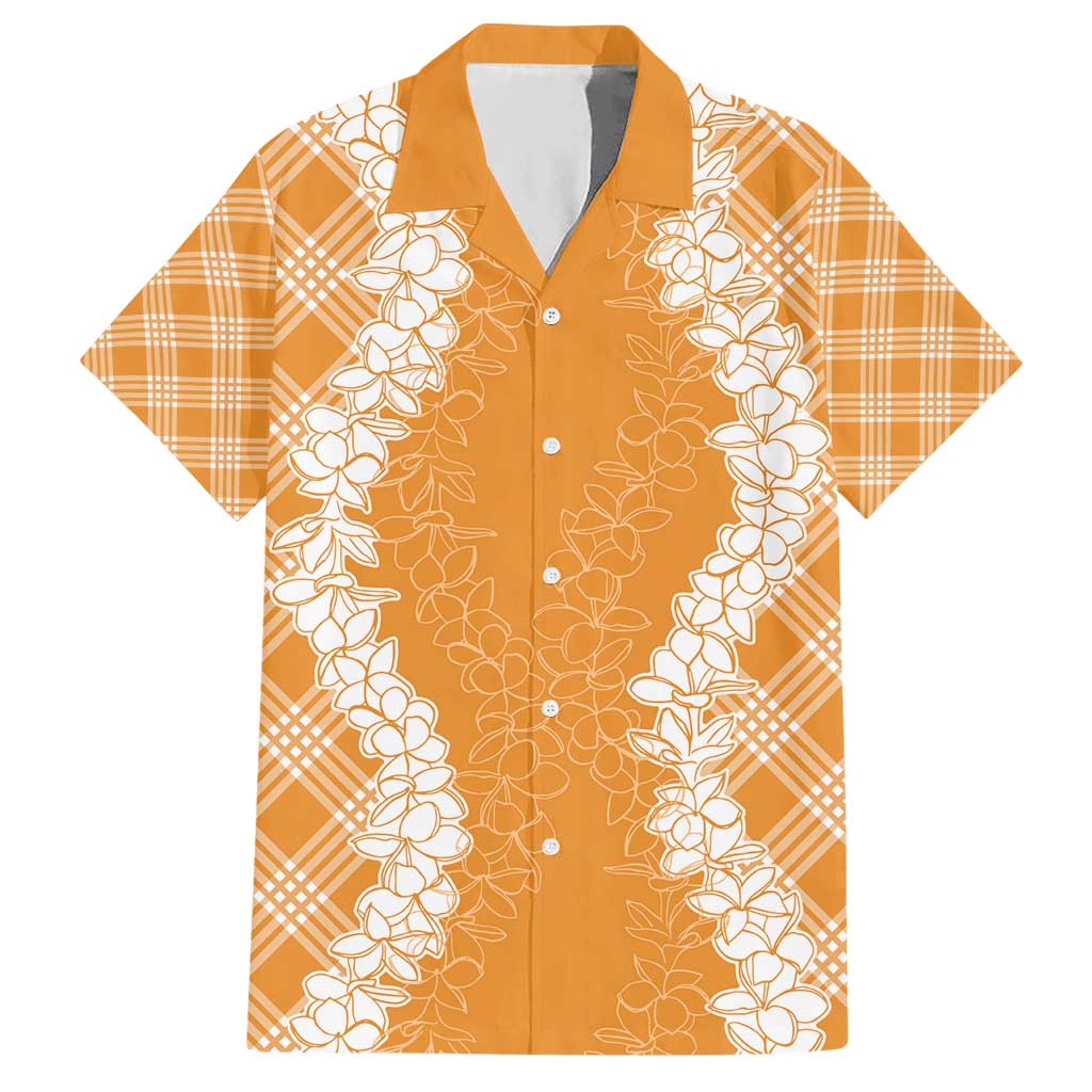 Hawaii Aloha Plumeria Lei Orange Palaka Hawaiian Shirt - Polynesian Pride