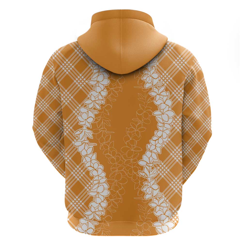 Hawaii Aloha Plumeria Lei Orange Palaka Hoodie - Polynesian Pride