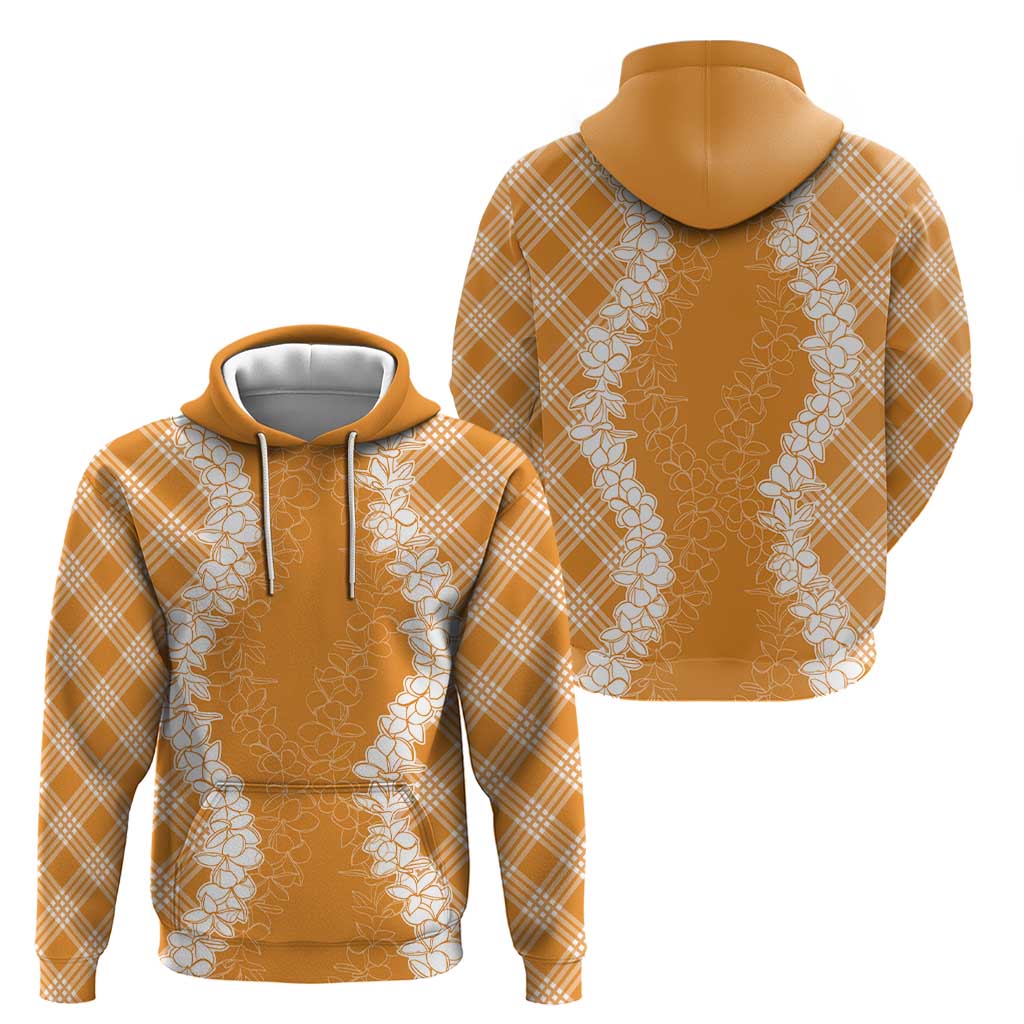 Hawaii Aloha Plumeria Lei Orange Palaka Hoodie - Polynesian Pride