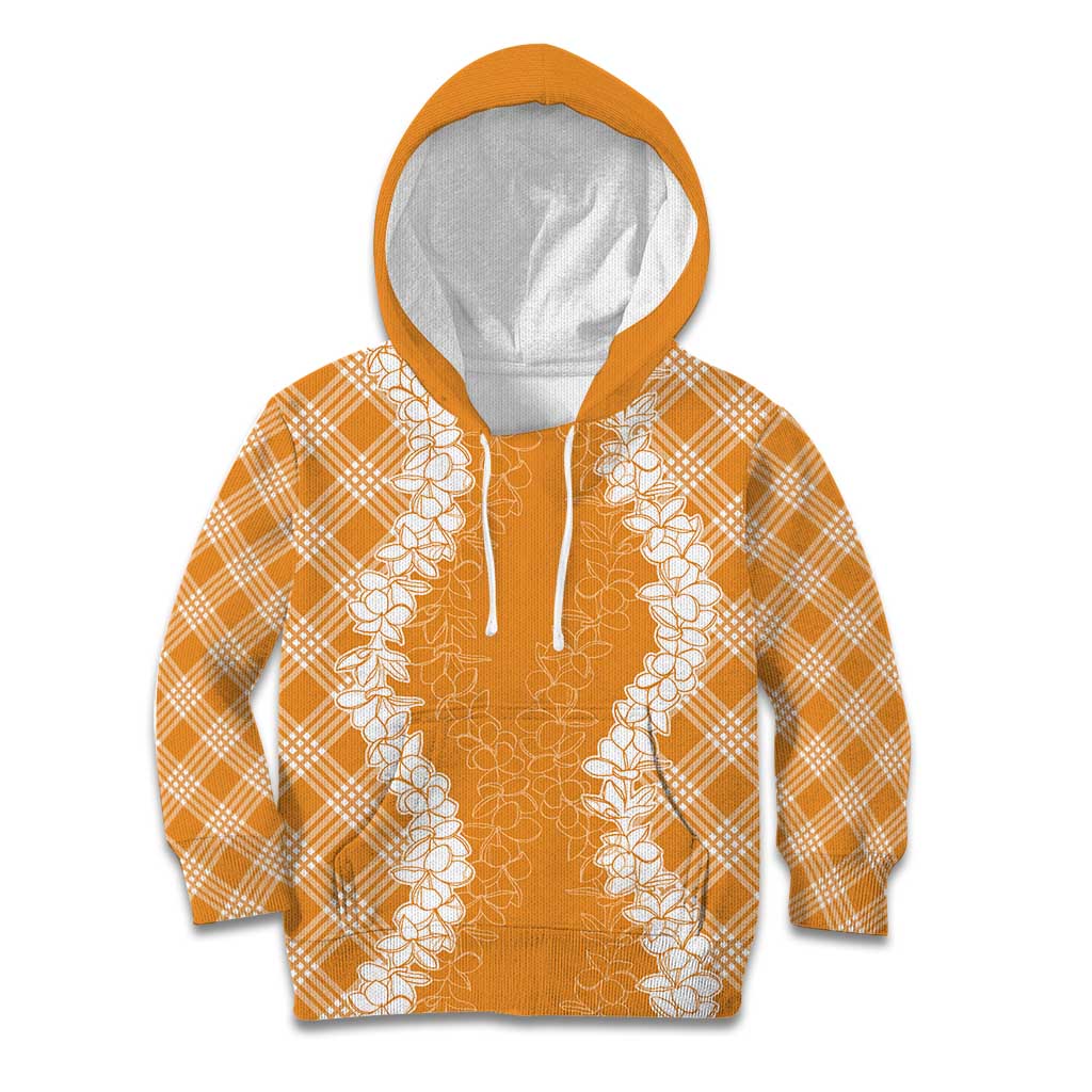 Hawaii Aloha Plumeria Lei Orange Palaka Kid Hoodie LT7 Hoodie Orange - Polynesian Pride