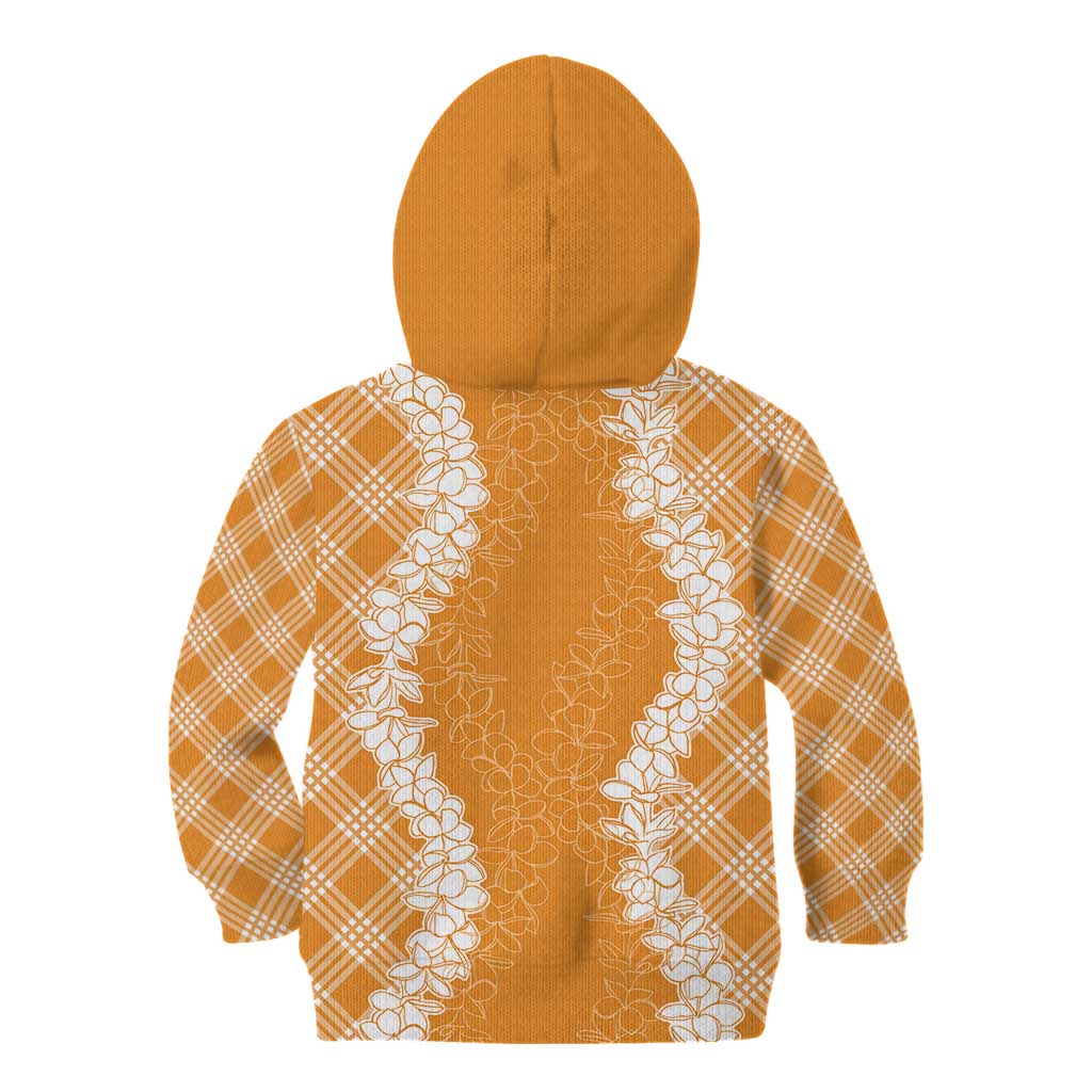 Hawaii Aloha Plumeria Lei Orange Palaka Kid Hoodie LT7 - Polynesian Pride