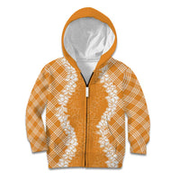 Hawaii Aloha Plumeria Lei Orange Palaka Kid Hoodie LT7 Zip Hoodie Orange - Polynesian Pride