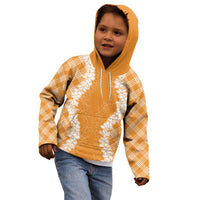 Hawaii Aloha Plumeria Lei Orange Palaka Kid Hoodie LT7 - Polynesian Pride