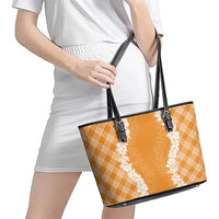 Hawaii Aloha Plumeria Lei Orange Palaka Leather Tote Bag LT7 - Polynesian Pride