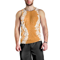 Hawaii Aloha Plumeria Lei Orange Palaka Men Tank Top - Polynesian Pride