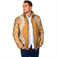 Hawaii Aloha Plumeria Lei Orange Palaka Padded Jacket - Polynesian Pride