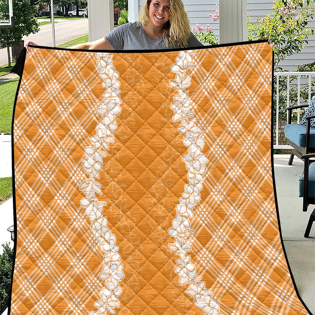 Hawaii Aloha Plumeria Lei Orange Palaka Quilt - Polynesian Pride