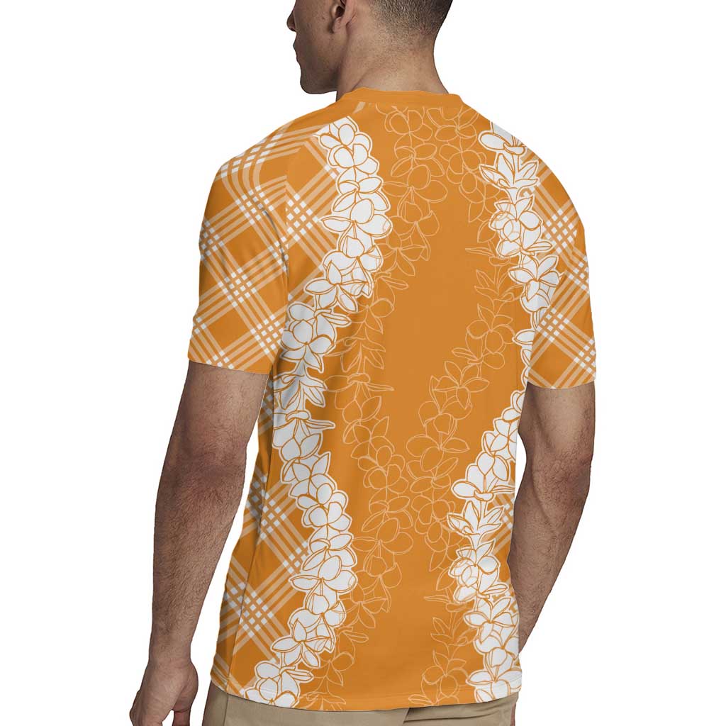 Hawaii Aloha Plumeria Lei Orange Palaka Rugby Jersey - Polynesian Pride