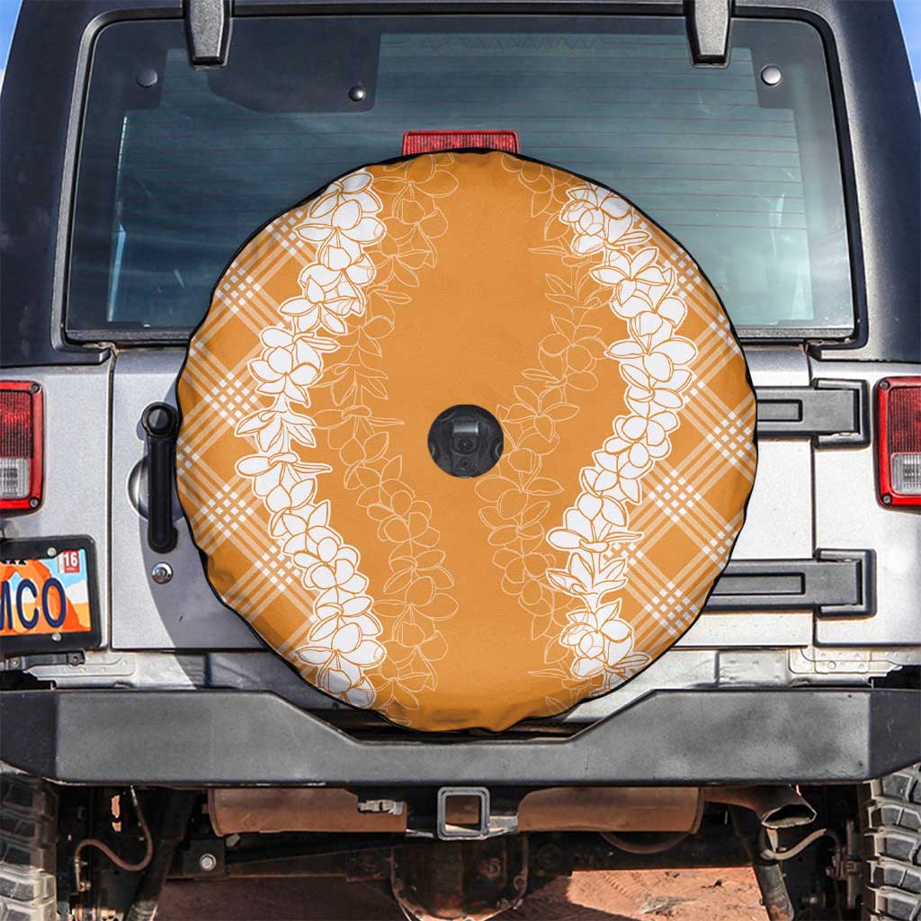 Hawaii Aloha Plumeria Lei Orange Palaka Spare Tire Cover - Polynesian Pride