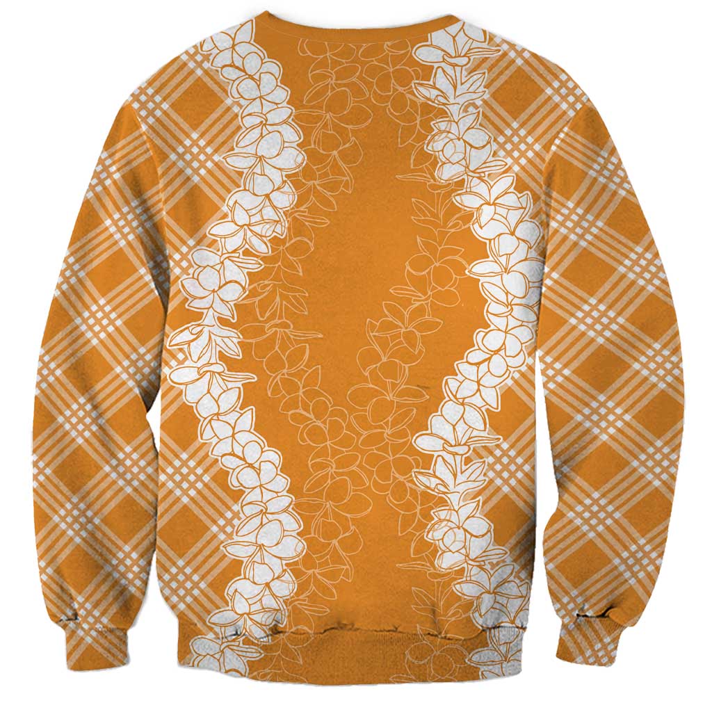 Hawaii Aloha Plumeria Lei Orange Palaka Sweatshirt - Polynesian Pride