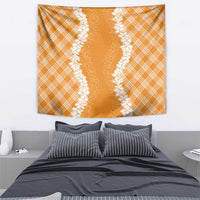 Hawaii Aloha Plumeria Lei Orange Palaka Tapestry - Polynesian Pride