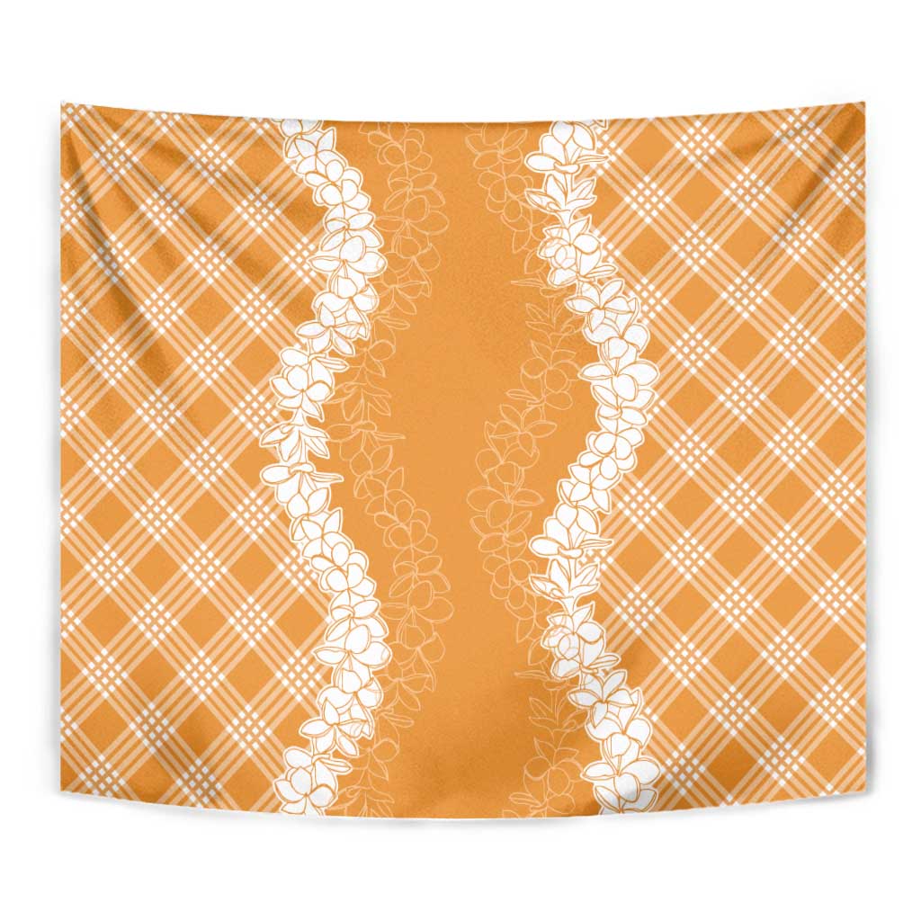 Hawaii Aloha Plumeria Lei Orange Palaka Tapestry - Polynesian Pride